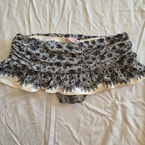 Black and White Lace Skirted Bikini Bottom